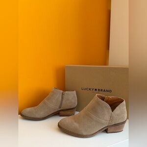 Lucky Brand beige suede booties